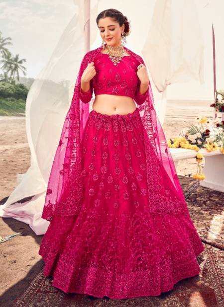 Pink Colour Urva 4 New Designer Heavy Wedding Wear Soft Net Lehenga Latest Collection 1001